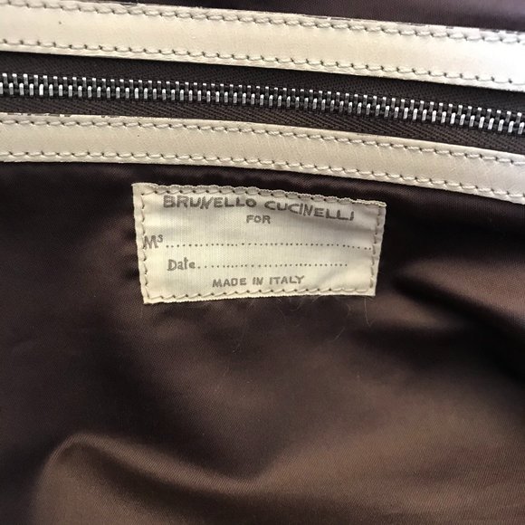 Brunello Cucinelli Tote Shoulder Bag Purse Womens Brown Gray Cream Italy 2 Tone - Picture 10 of 12